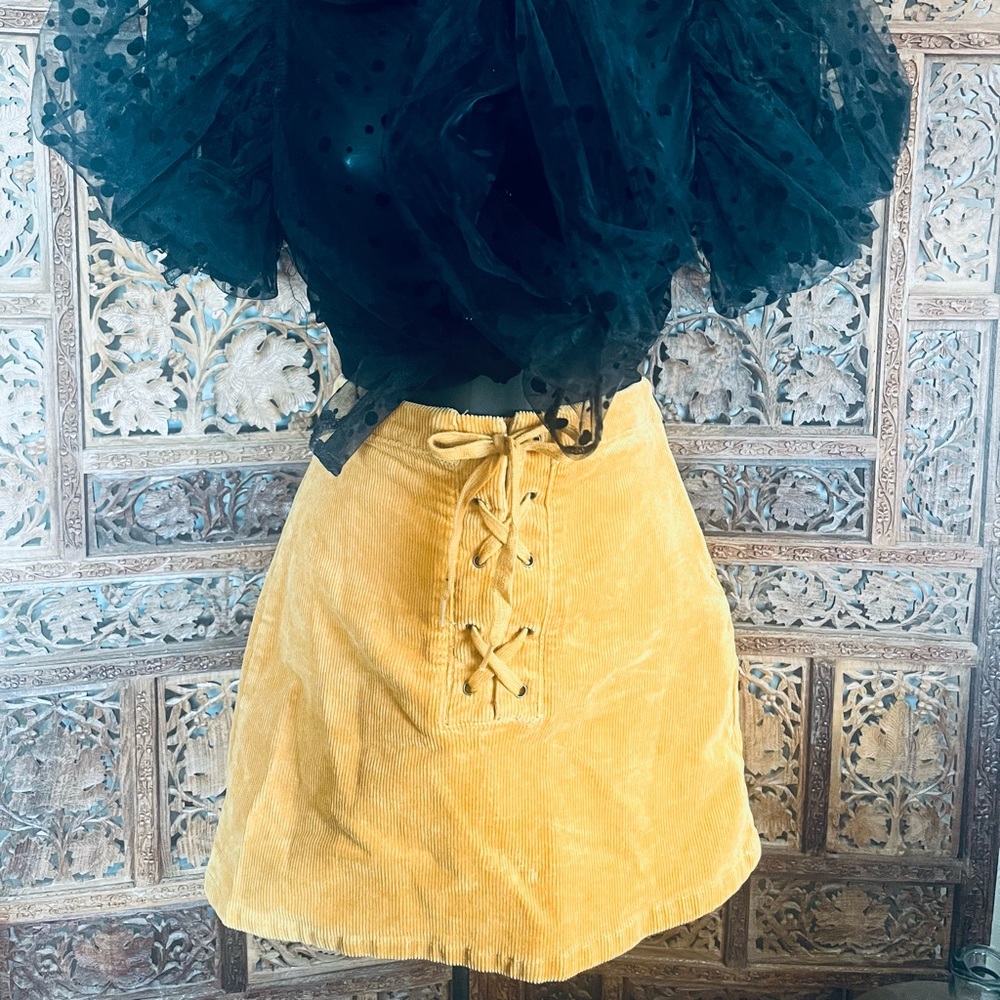Mustard corduroy skirt